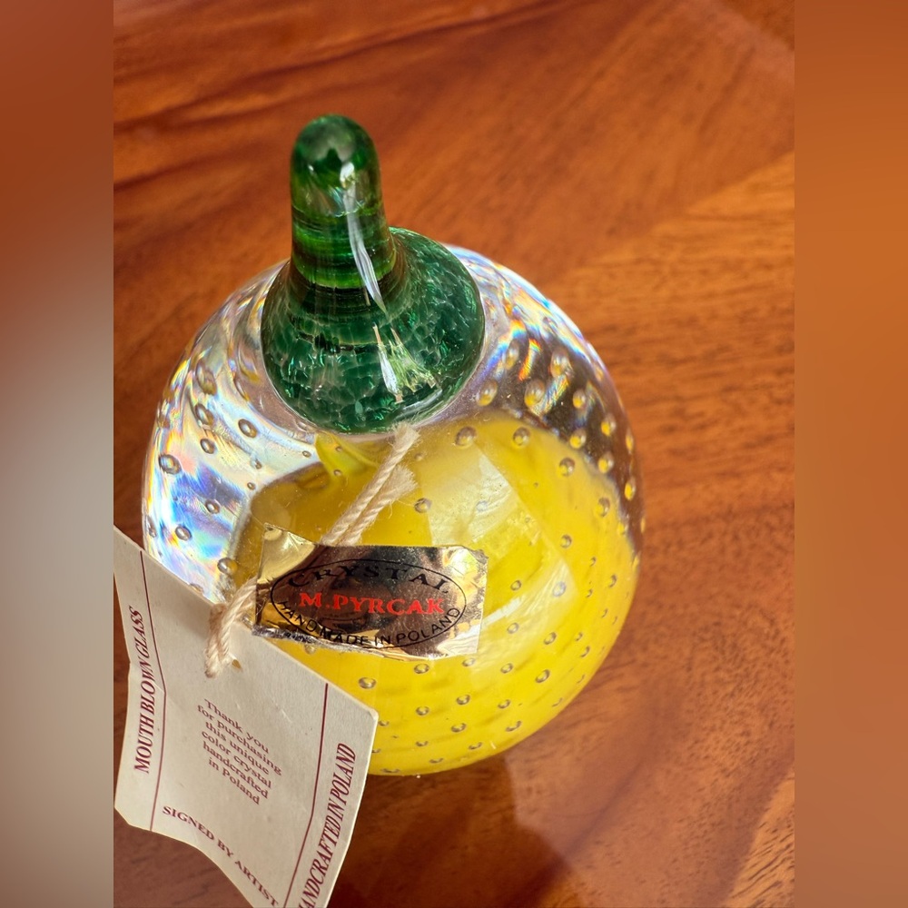 Rare Hand Blown Bubble Abstract Art Glass 🍋 paperweight made in Poland - Picture 5 of 6